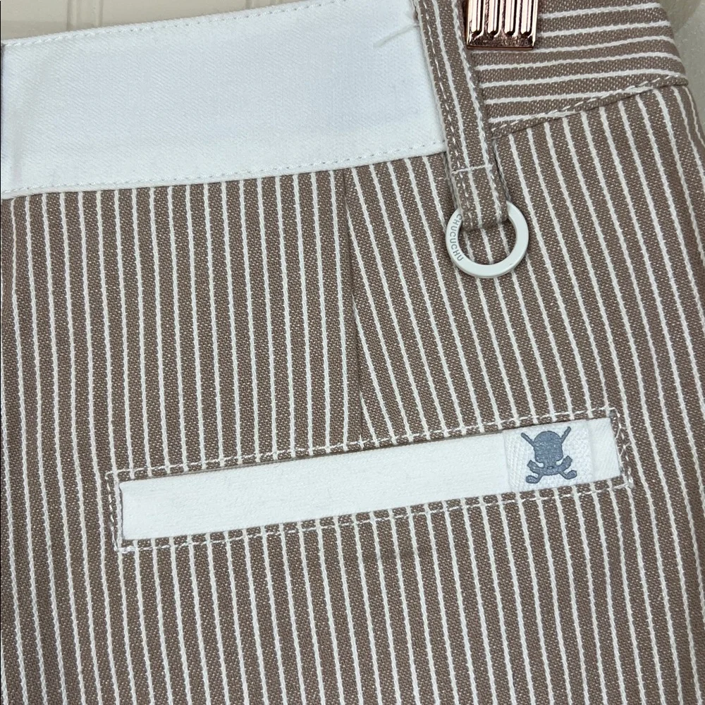 NWT Chucuchu Women Golf Stripe Culotte shorts Beige Size Small